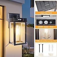 Vista 3 de 2 Pack Solar Wall Lights Outdoor Waterproof with 3 Lighting Modes & Motion Sensor, Dusk to Dawn Exterior Porch Light fixtures, Solar Wall Lantern