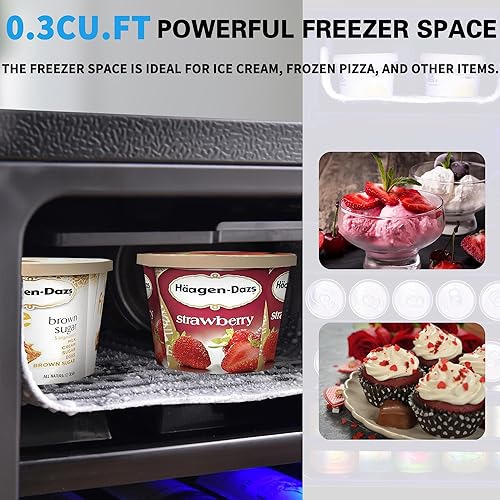 Miniatura 3 de AXUTL Refrigerador de puerta de vidrio con congelador, 160 latas, 4.5 pies cúbicos, refrigerador de bebidas pequeño, refrigerador de bebidas de vino