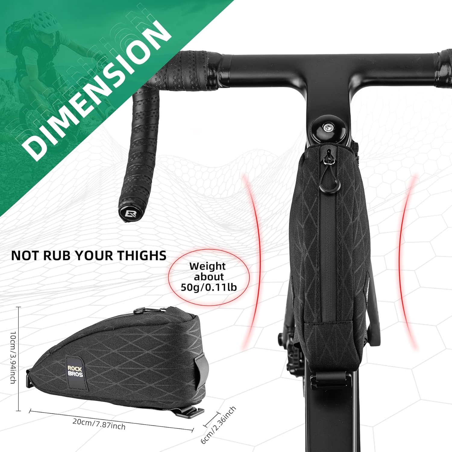 ROCKBROS Bike Frame Bag Bike Saddle Bag Bike Triangle Bag Waterproof for Cycling Accessories Pouch for Mountain Road Bike 3 Pieces Combi
