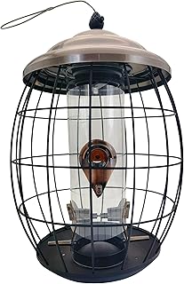 Dehner Natura Premium Wildvogel Futterspender Positano, Futterstation für kleine Wildvögel, Futterstelle wetterfest / hängend, inkl. 4 Sitzstangen, ca. Ø 21.5, Höhe 35.5 cm, Metall, grau product image