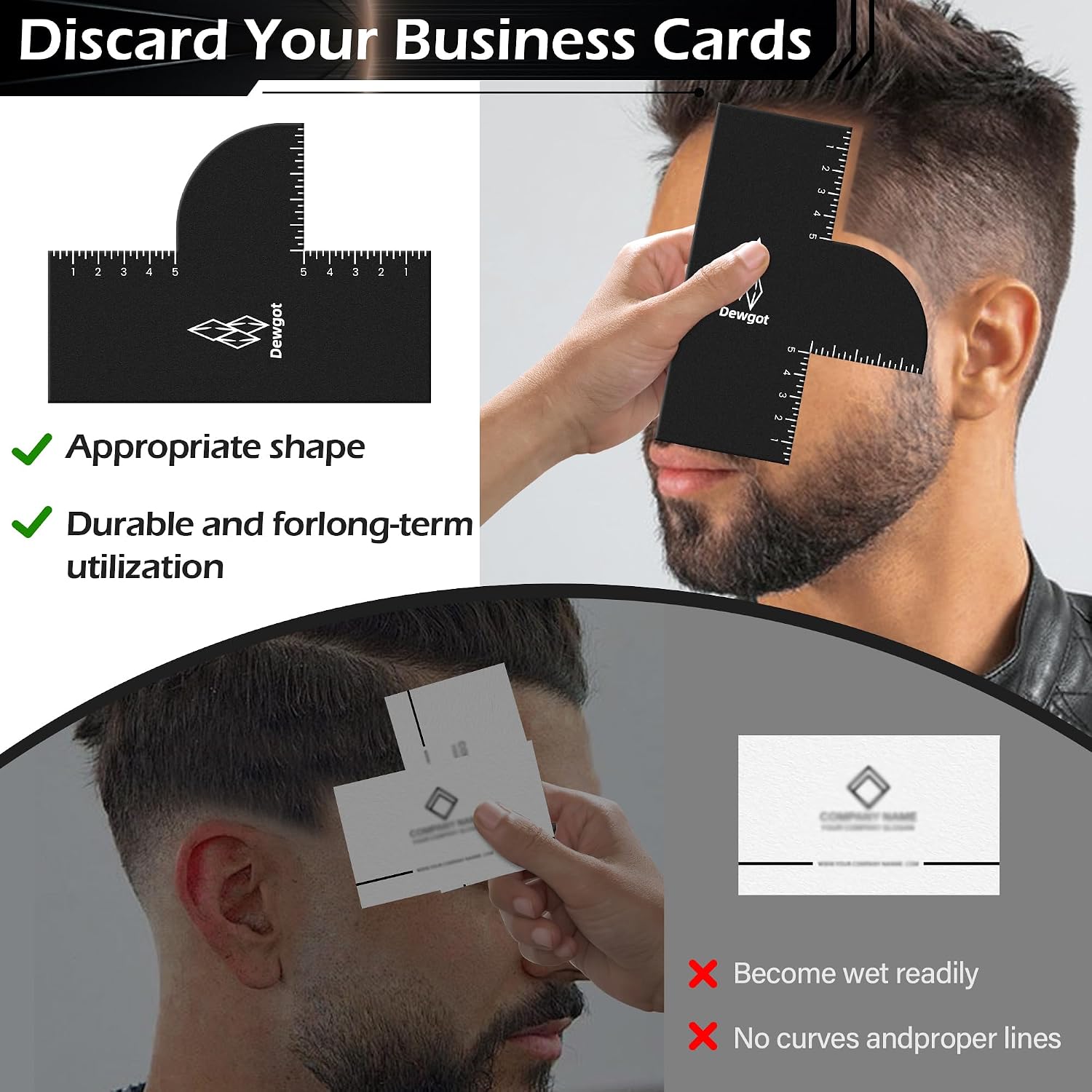 Enhancement Card for Barbers with Measurement Indicators, Reusable Barber Hairline Shaping Tool and Color Spray Edge Line Up Tool (1PCS) image 3