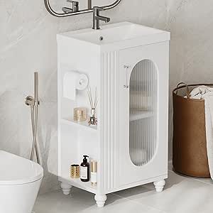 Amazon.com: 20 Inch Small Bathroom Vanities Storage Cabinet with ...
