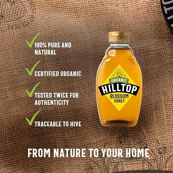 Hilltop Honey - Organic Blossom Honey - Squeezy Bottle - 720g