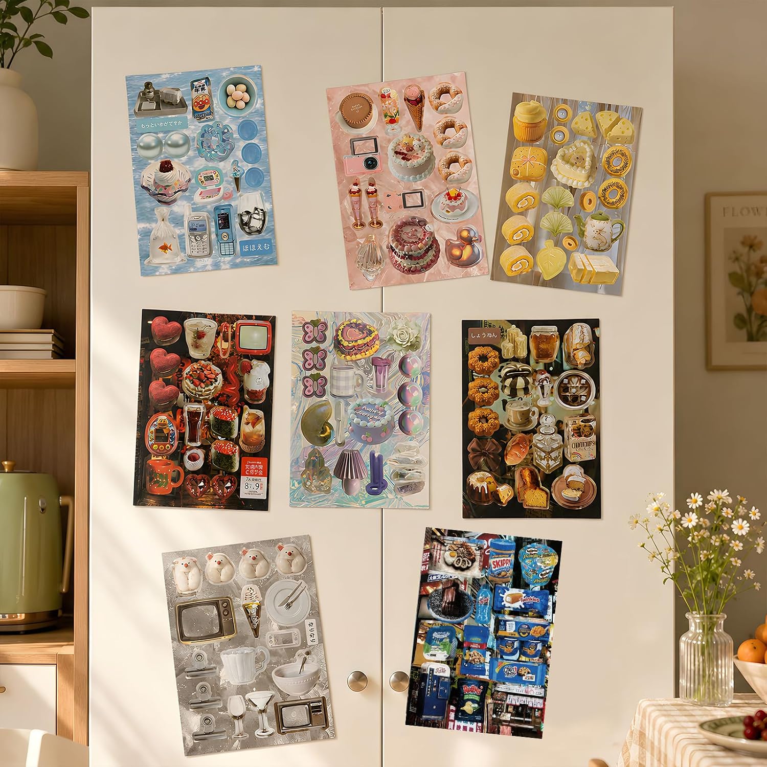 Xzentira 800+ Japanese Stickers, 45-Page Retro Sticker Book with Tweezers