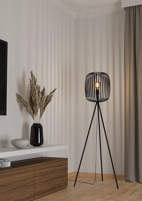 Eglo EGLO Statief staande lamp Romanizza, staande lamp woonkamer van metaal in zwart, driepoot staande lamp, woonkamerlamp met E27-fitting photo 2