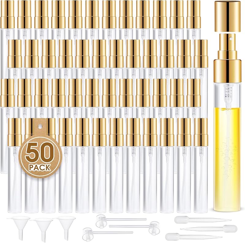 BESNEL Frascos de Vidro com Spray para Perfume 5 mL, Transparentes, Pacote com 50