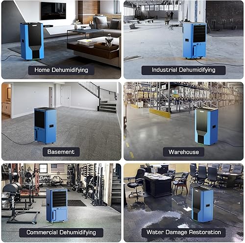 Miniatura 6 de Deshumidificador comercial con bomba y manguera de drenaje para gran espacio de 2,600 pies cuadrados - 198 pintas deshumidificador para habitación
