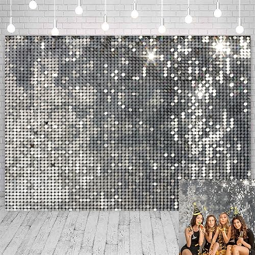 Telón de fondo plateado con purpurina para fiesta de discoteca, lentejuelas, telón de fondo de fotografía, boda, fiesta de cumpleaños, pancarta