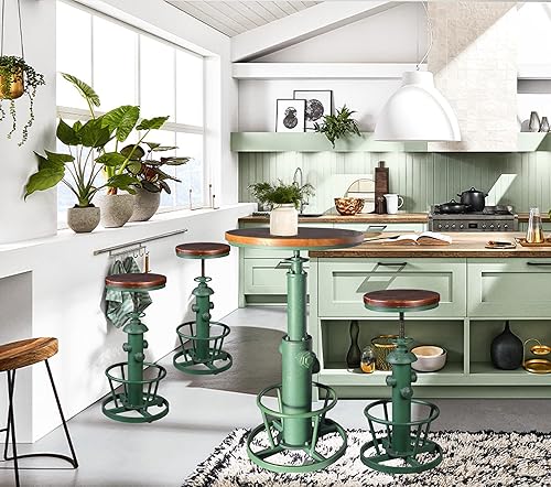 Miniatura 2 de LOKKHAN American Antique Steampunk Deco Taburete de bar industrial vintage retro elegante diseño de boca de incendios ajustable giratorio para