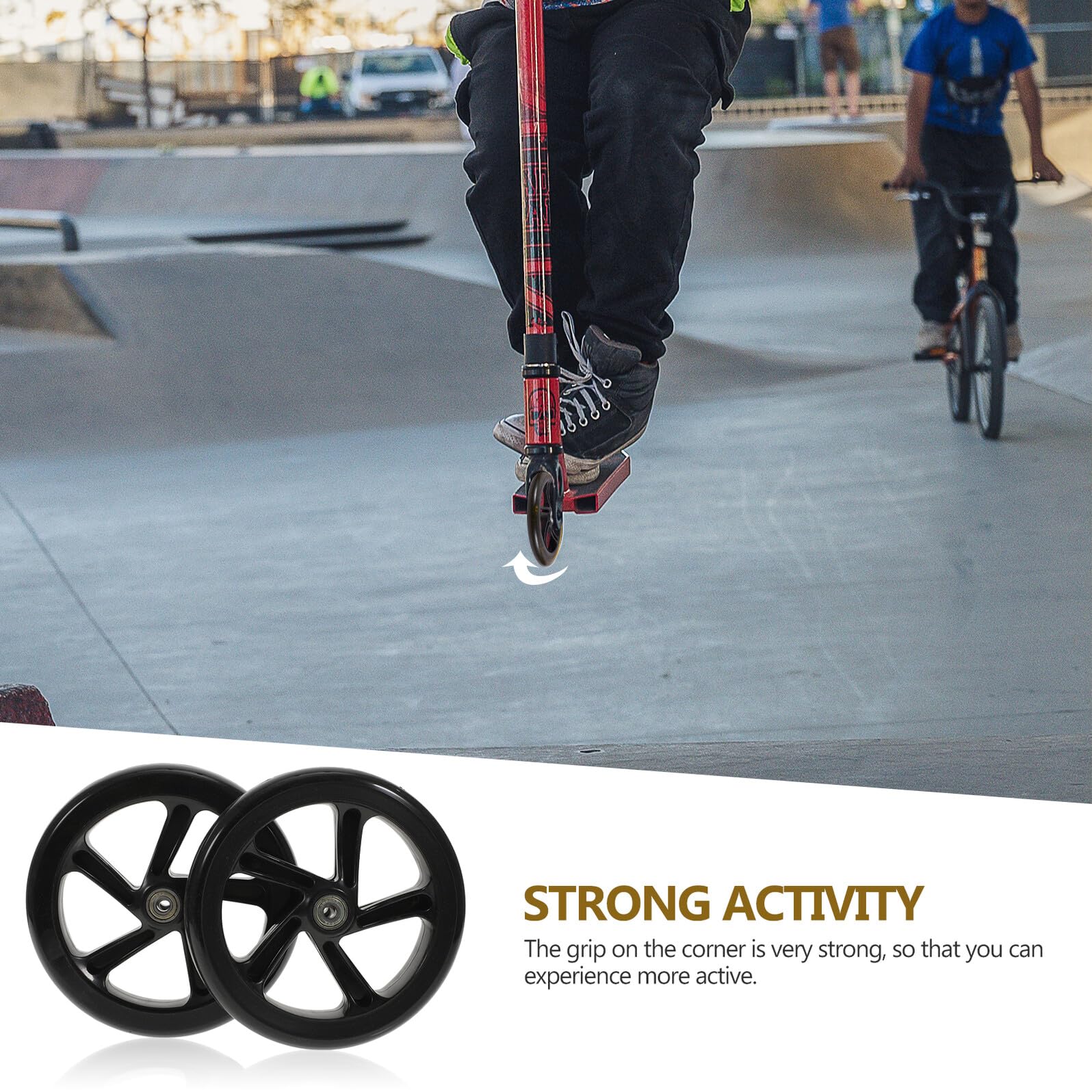 MAGICLULU 2 pièces Roues de Rechange pour Scooter PU Haute Élasticité Résistantes à Usure avec Roulements Légères et Durables pour Trottinette et Adultes Compatibles Routes Urbaines et
