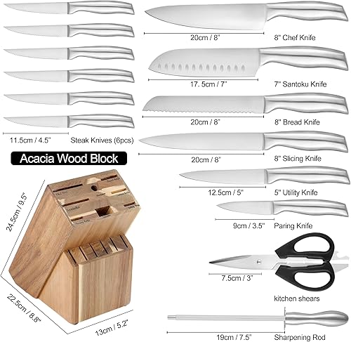 Miniatura 2 de Juego de cuchillos para cocina con bloque, juego de cuchillos de cocina de 15 piezas, juego de cuchillos de chef ultra afilados para cocina, juego