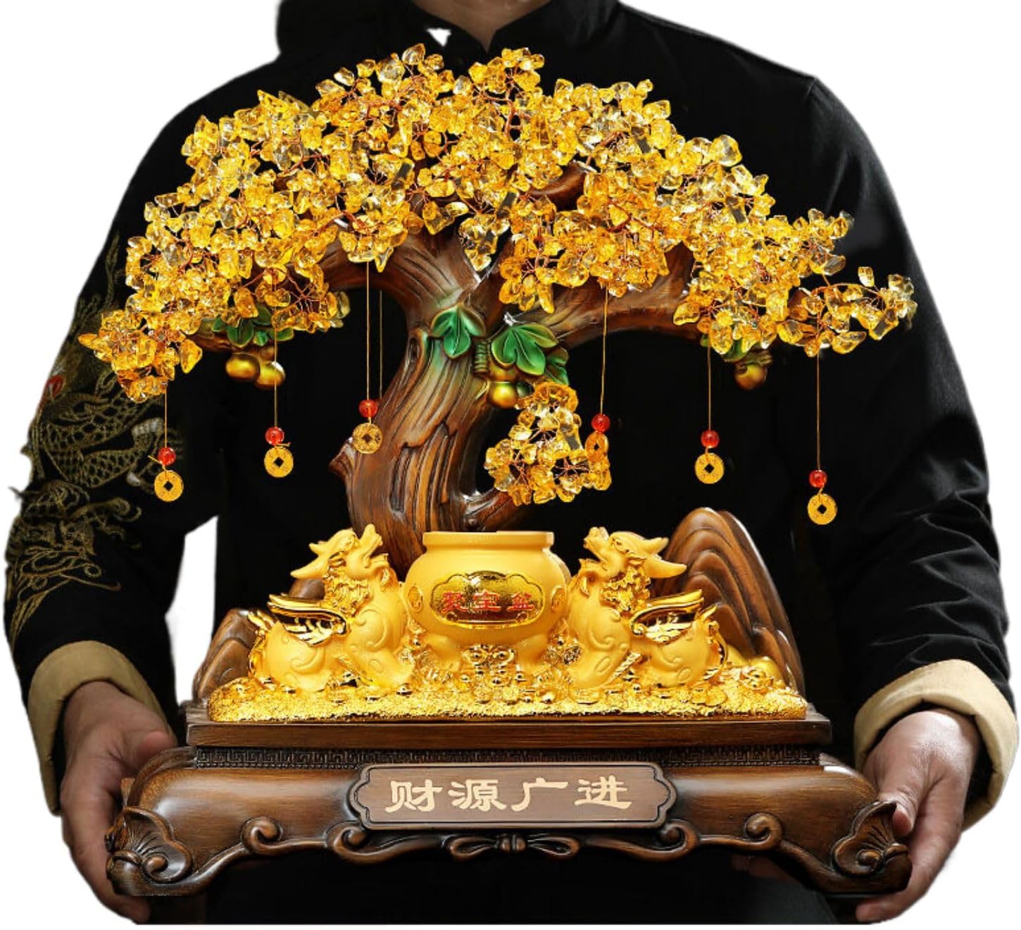 貔貅 piyao Practical Gifts for Birthday, Easter, Christmas 招财 Feng Shui Figurine Golden Treasure Basin 聚宝盆摆件 Feng Shui Figurine Home Office Decor Chinese Gifts 客厅酒柜发财树聚财装饰品店铺收银台开业礼物 8953