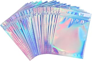 Green Nexus 100 Pack Smell Proof Odorless Bags- 5x7 Inch Resealable Holographic Mylar Bags Foil Pouch Bag Flat Ziplock Bag