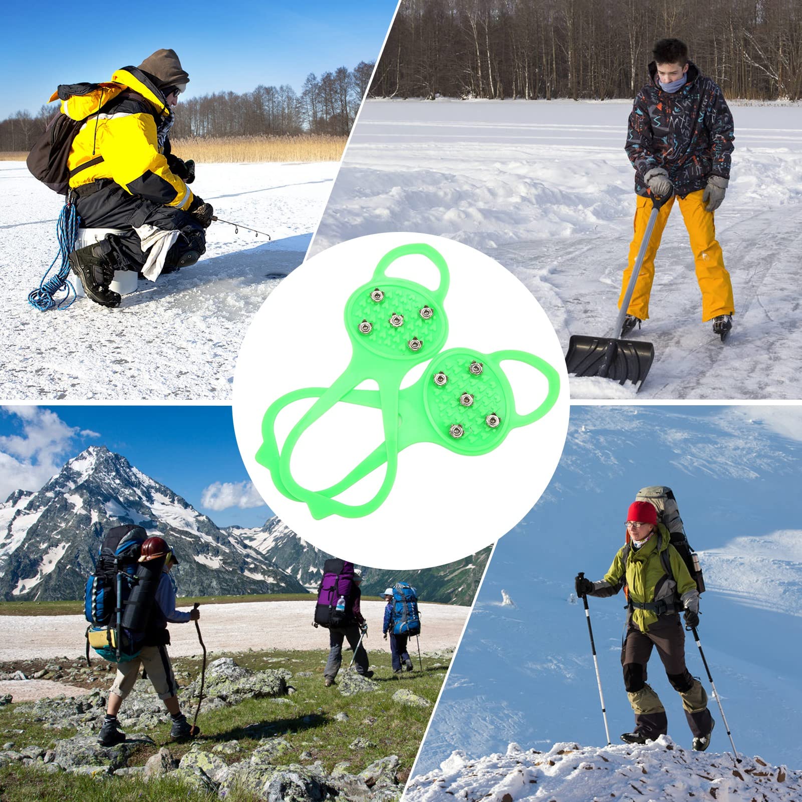 1pair Ice Grips Anti Skid 5 Studs Crampons Ice Cleats Snow Traction Cleats Crampons for Shoe and Boots for Walking on Snow and Ice (M)