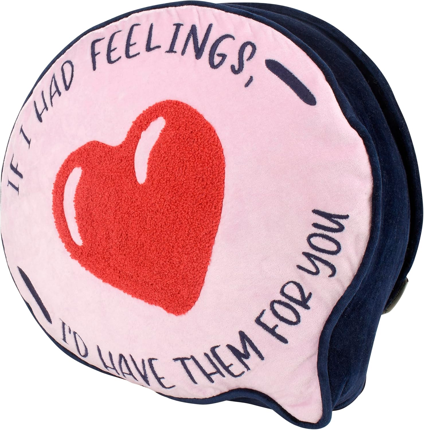 Primitives by Kathy Decorative Velvet Pillow, Fun Speech Bubble Shape with Raised Cotton Heart/Sassy Love Inspired If I Had Feelings, I'd Have Them for You/I'm Yours, No Refunds Fun Gift