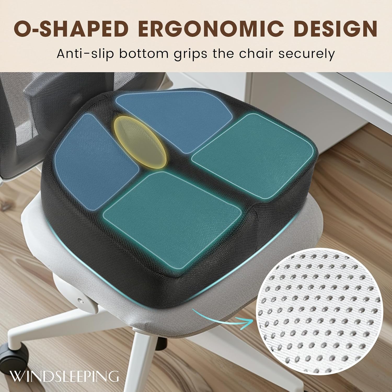 Windsleeping Comfort Latex Seat Cushion for Office Chairs Eligible Tailbone Pain Relief Cushion, Sciatica & Back Support, Office Chair Cushion & Car Seat Cushion