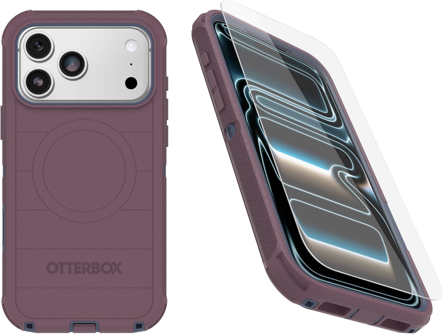 OtterBox iPhone 17 Pro Max (Only) Bundle: Defender Series Case & Screen Protector - Purple Mystery - Case Only - Snaps on MagSafe - Tough - Rugged & Durable - Non-Retail Packaging