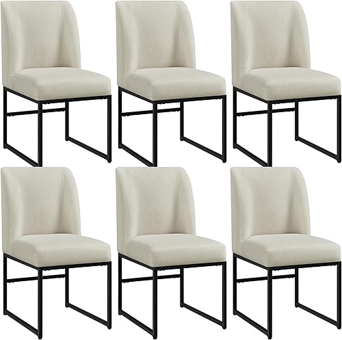 Miniatura 10 de Yaheetech Sillas de comedor tapizadas modernas, sillas de cocina elegantes con respaldo medio, patas de metal para comedor, sala de estar,