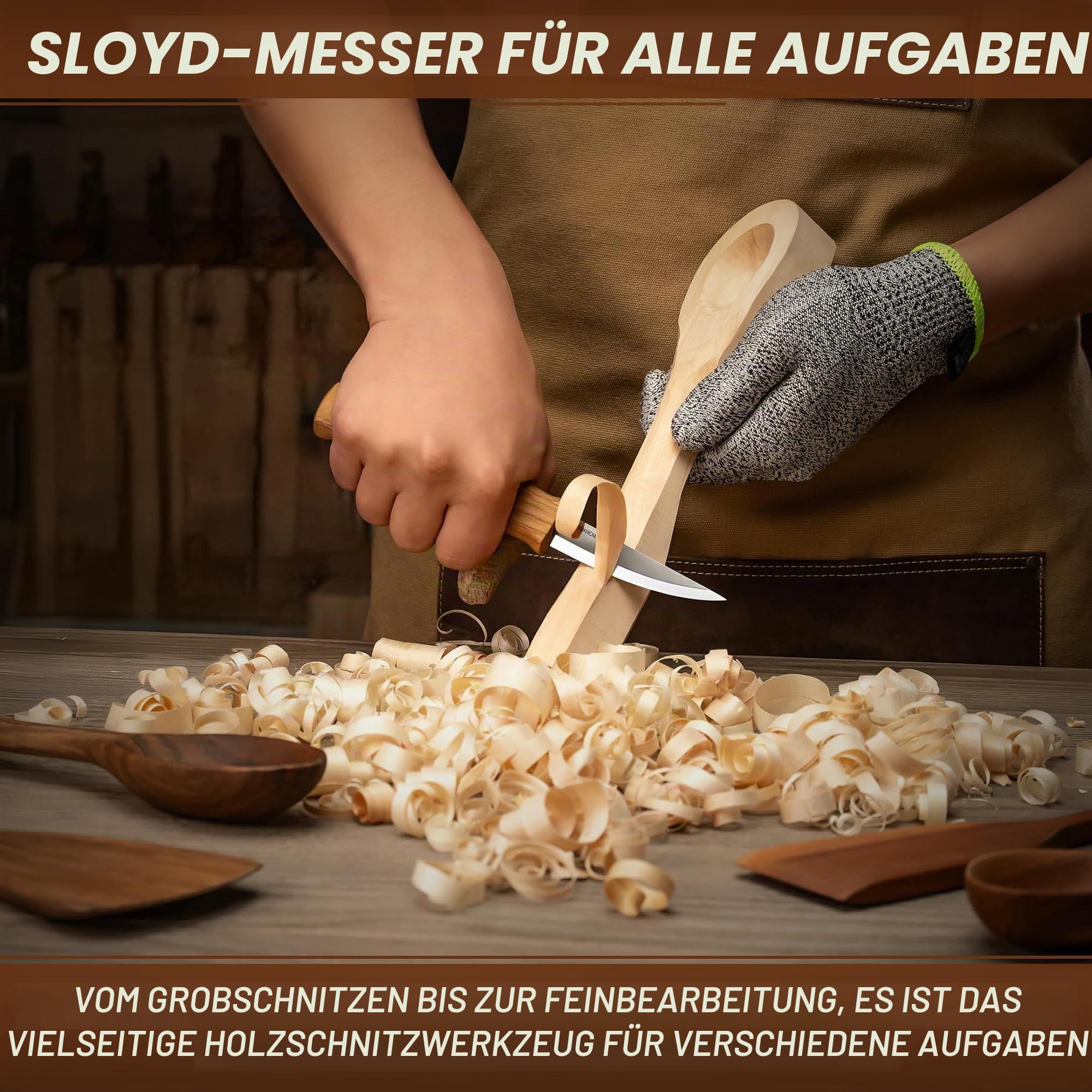 BeaverCraft Holzschnitzmesser Set S14 – Löffelschnitzwerkzeuge mit Hakenmesser, Schalenhohleisen & Meißeln – Schnitzset für Anfänger – Hobby Schnitzmesser Set