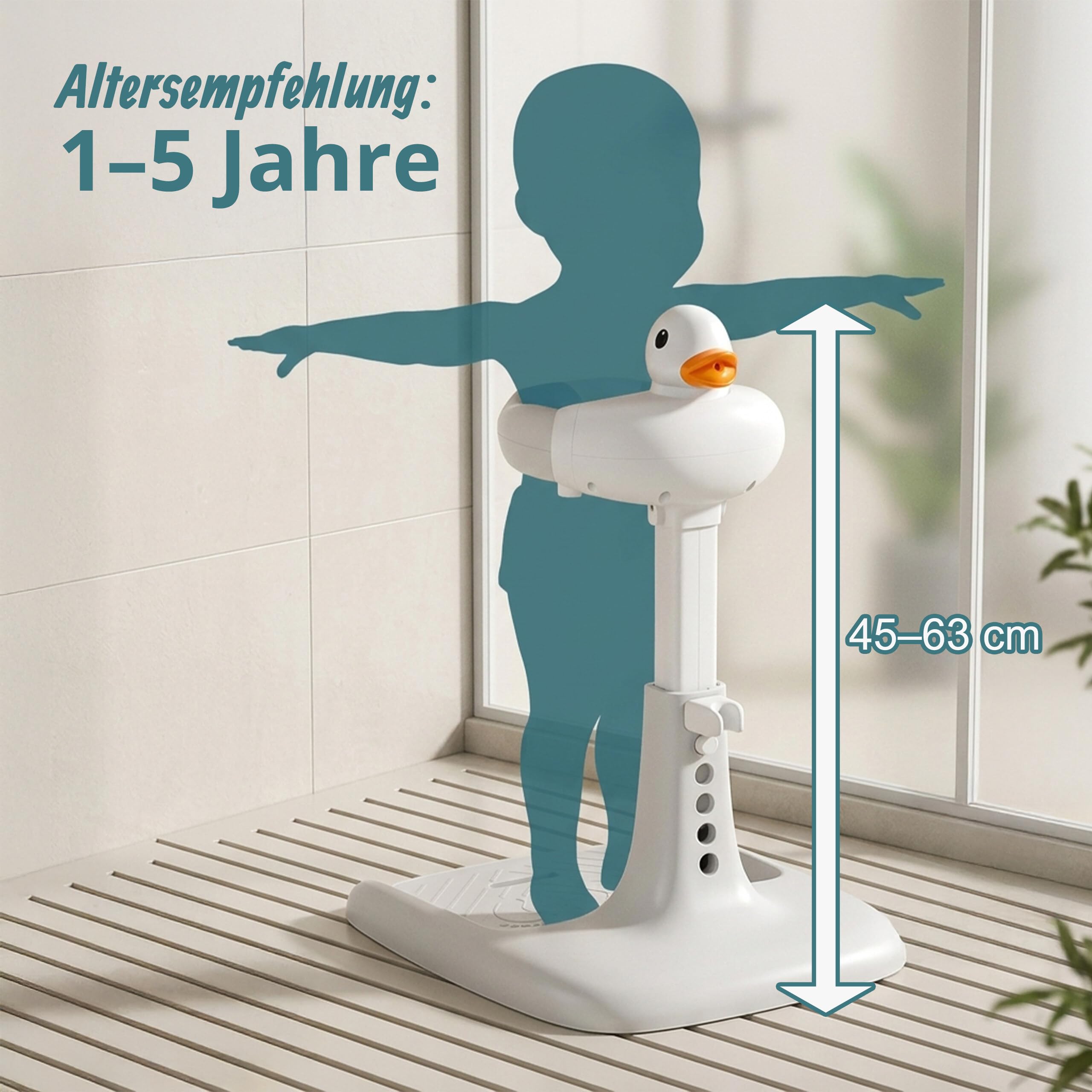 Relaxdays Baby-Duschständer höhenverstellbar, HBT: 45-67x50x40cm, grau-weiß