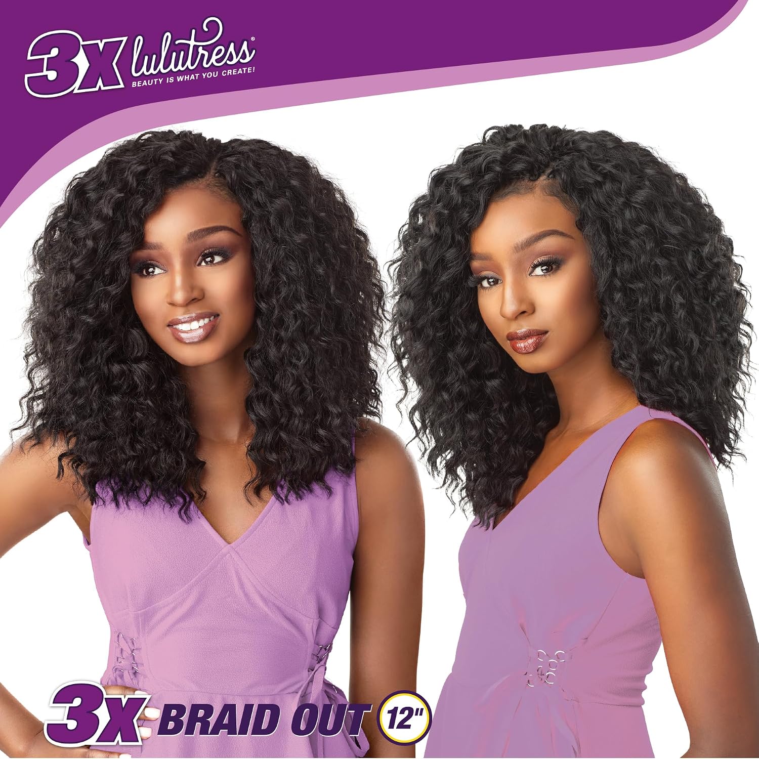 Sensationnel Lulutress crochet braiding hair - 3x braid out 12 inch pre made diy all kanekalon synthetic locs twists (1 JETBLACK)