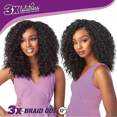 Miniatura 3 de Sensationnel Lulutress - Cabello trenzado de ganchillo  3 trenzas de 12 pulgadas prefabricadas para bricolaje, todos los rizos sintéticos Kanekalon