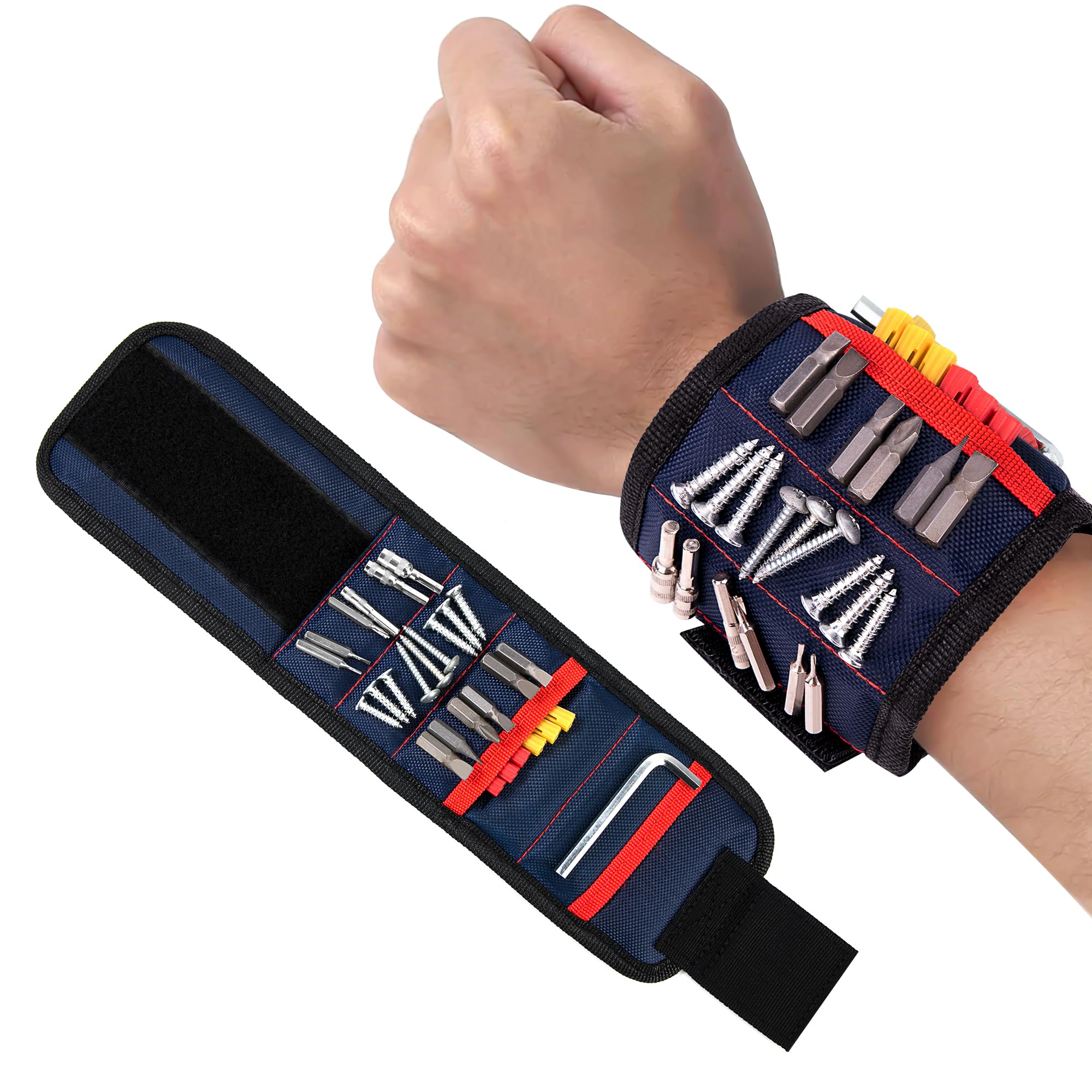 Polsino Magnetico Braccialetto Per Attrezzi Fai Da Te Tiene Viti Chiodi Punta Del Trapano Padri Fidanzati Tuttofare Elettricisti, Blu