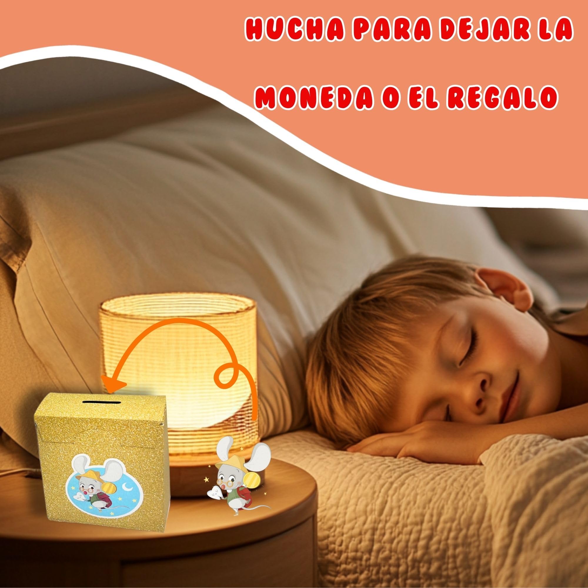Caja dientes de leche niño - Regalo ratoncito Pérez niño y niña - Pegatinas ratón Pérez y hada de los dientes - Regalos ratón Pérez