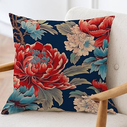 Vista 68 de ArogGeld Chinoiserie - Fundas de cojín asiáticas con diseño de flores blancas y verdes, funda de almohada Chinoiserie Floral con hojas verdes