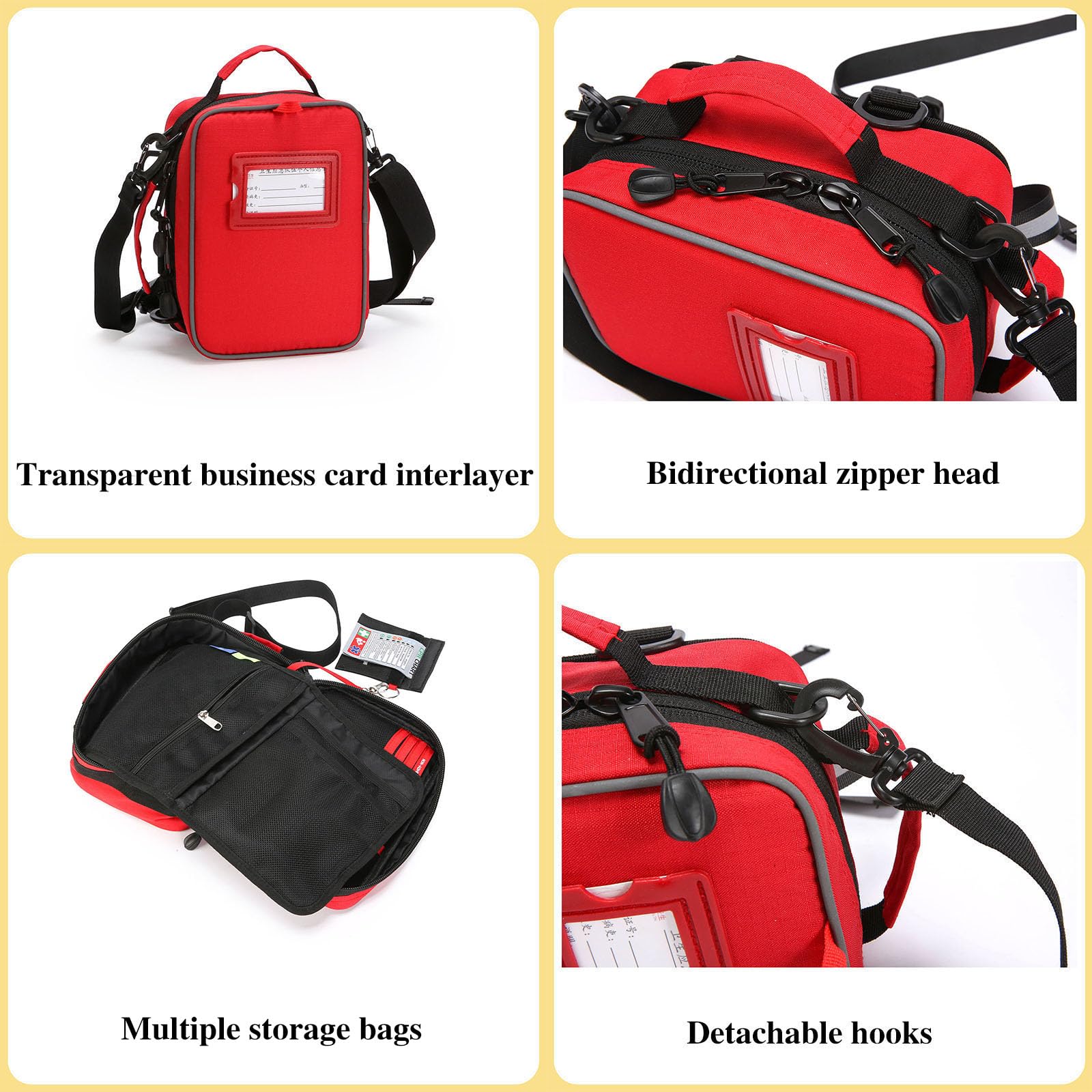 Kit de primeros auxilios de emergencia, bolsa de almacenamiento de medicamentos vacía, bolsa de primeros auxilios portátil, para casa, oficina, camping, senderismo, viajes., Red