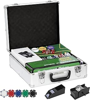 SPORTNOW Pokerkoffer, komplettes Poker-Set, 500 Chips, Gehäuse aus ABS, Spielkarten, Würfel, Dealer, Teppich, Schlüssel, für Blackjack und Texas Holdem Spiele