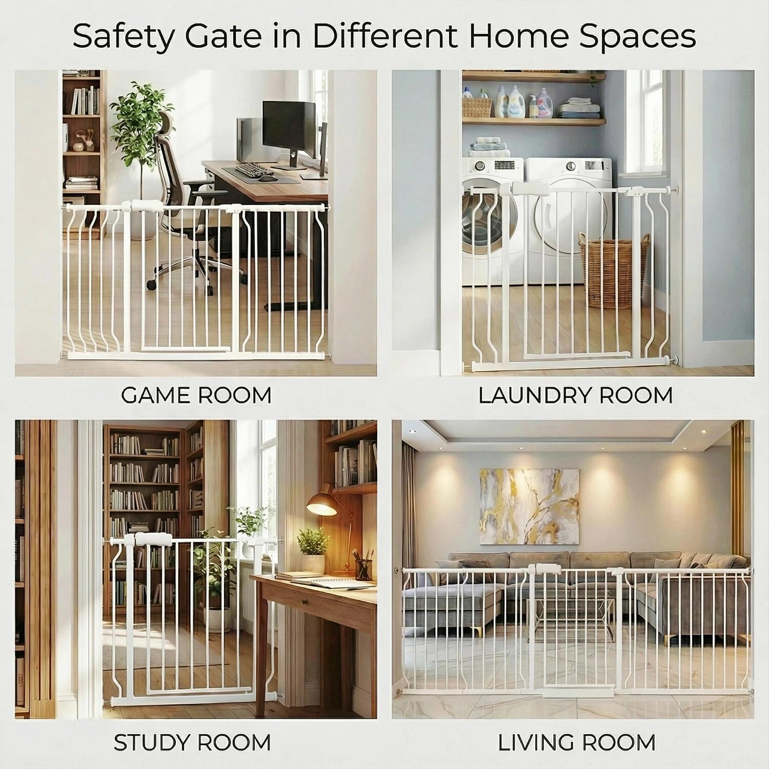 Puertas para bebés extra anchas de 71.5 a 76.4 pulgadas, grandes puertas para bebés para escaleras, puertas de tensión para mascotas, puertas para perros y mascotas, para interiores, sin