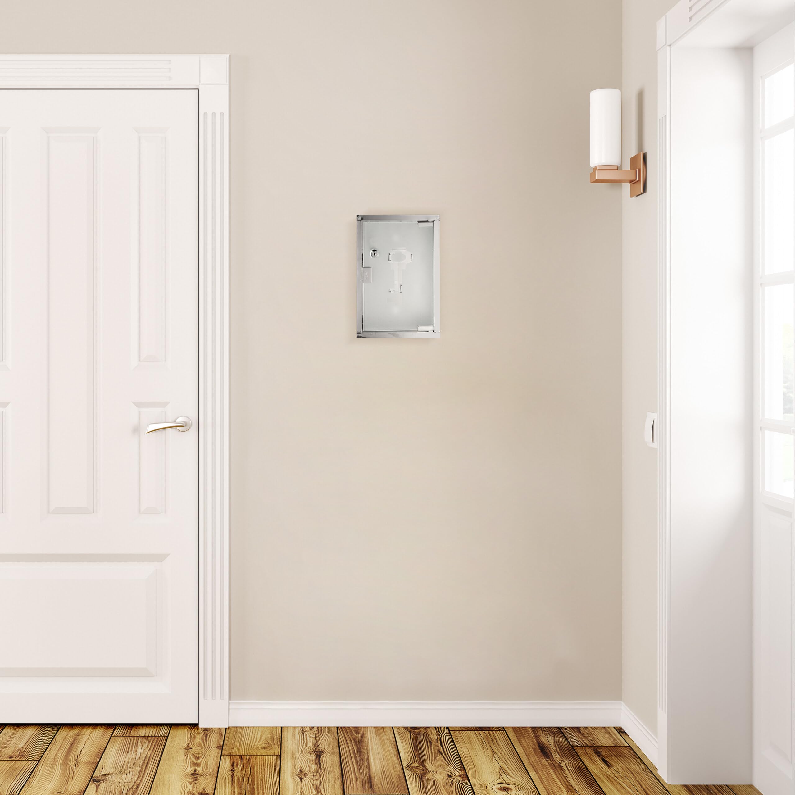 Relaxdays Armoire à clés verrouillable, Rangement Mural, Porte vitrée, en Acier Inoxydable, HxLxP : 32x22x6 cm, argenté