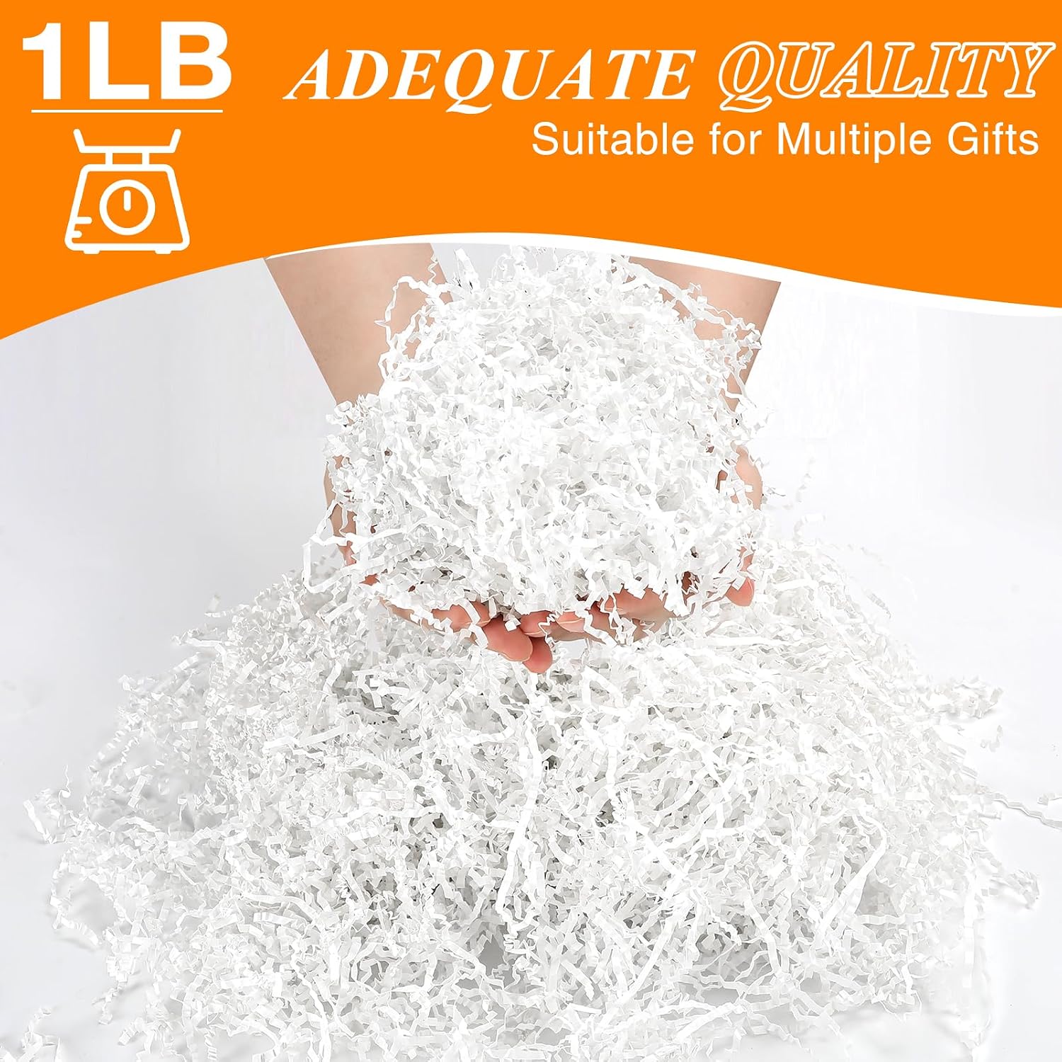 LINSIRON Crinkle Cut Paper Shred Filler, 1lb (16oz) White Crinkle Paper Grass Cushion Paper Streamer for Gift Box Bag Basket Filler Christmas Wedding Birthday Handicraft Bridesmaid Wrapping Decoration