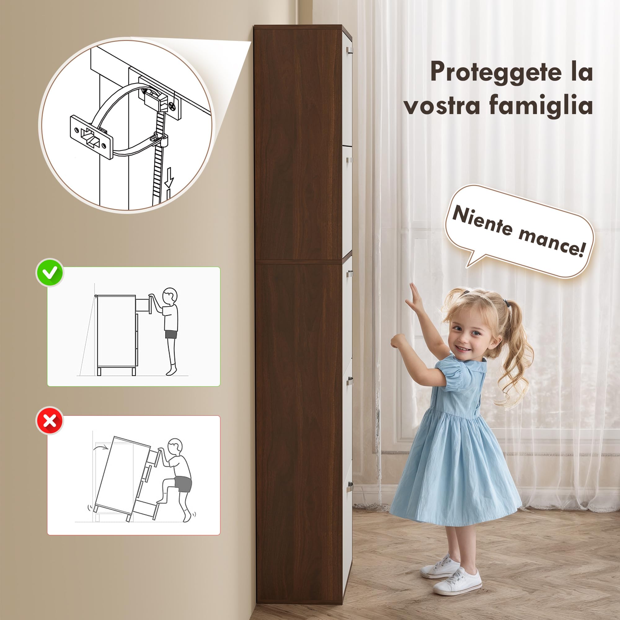HOMCOM Scarpiera Slim Salvaspazio a 5 Livelli per 30 Paia max con 2 Ripiani per Livello, Mobile Portascarpe in MDF, 60x28x189 cm, Bianco e Marrone