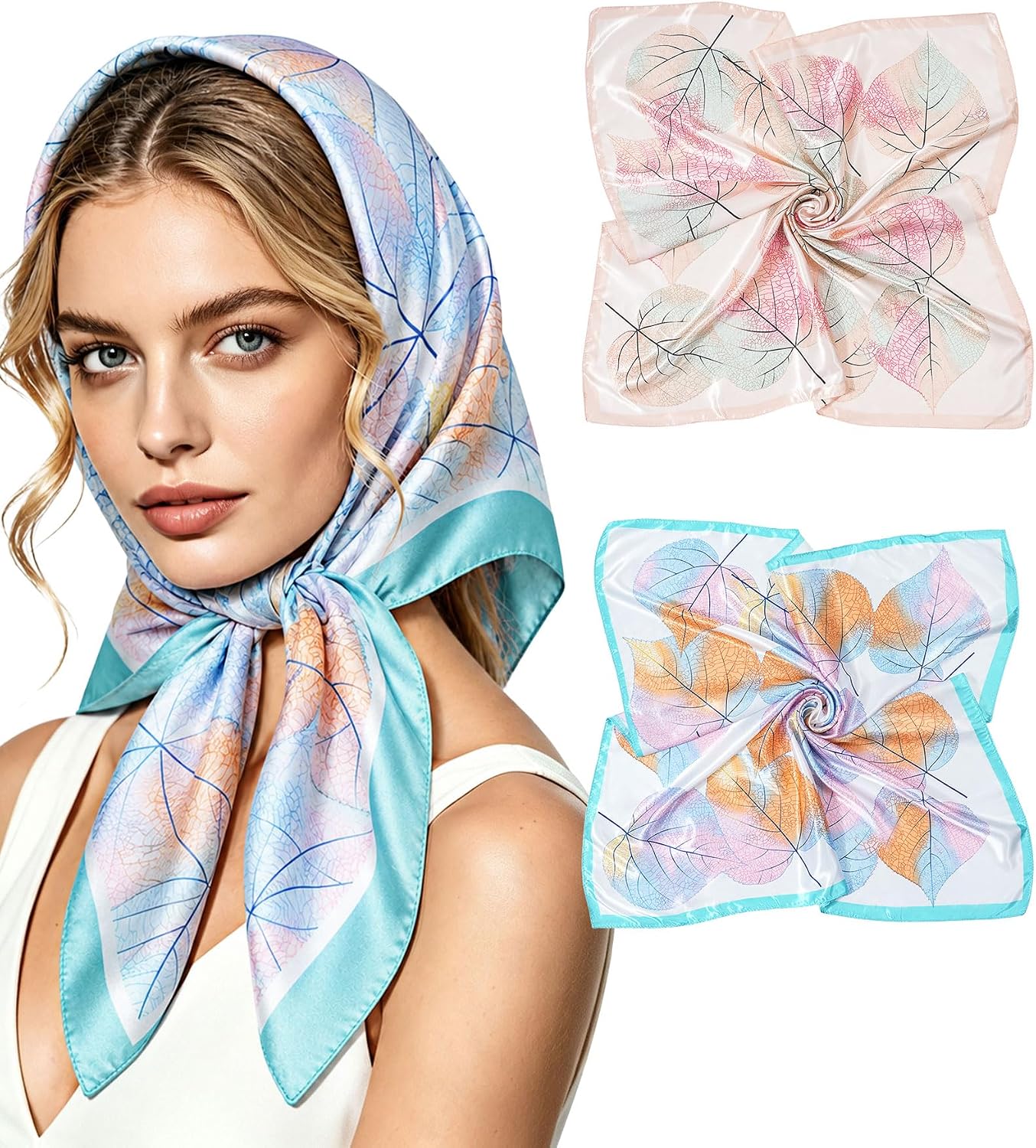 Lourny 35’’ Satin Head Scarf Silk Like Hair Wrap for Women Hair Overnight