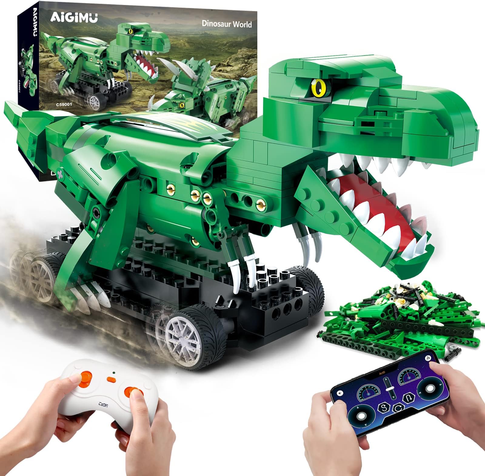 Dinosaur Toys for 6 7 8 9 10 11 12 Year Old Boys Jurassic STEM Toys Building Toys Educational&Learning Toys Remote Control Building Set & APP Control Building Blocks Kits,Birthday Gifts for Kids