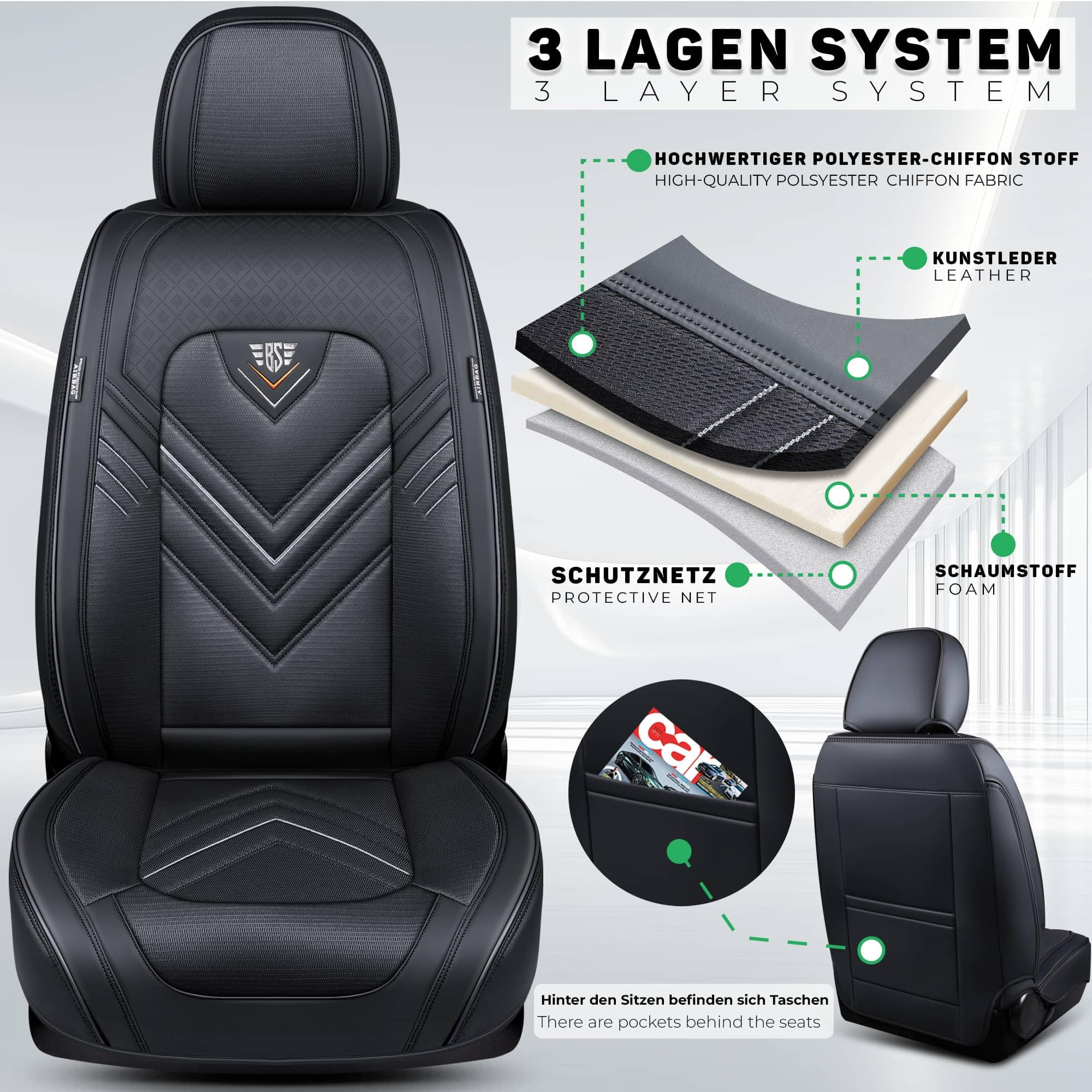Mitsubishi L200 4 anno di costruzione 2006-16 - Coprisedili compatibili in nero FSL3
