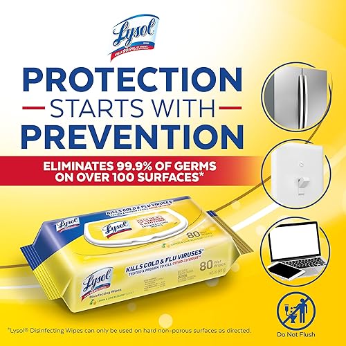 Miniatura 7 de Lysol Paquete de toallitas desinfectantes Handi toallitas de limpieza antibacterianas multisuperficie para desinfectar y limpiar limón y lima 320