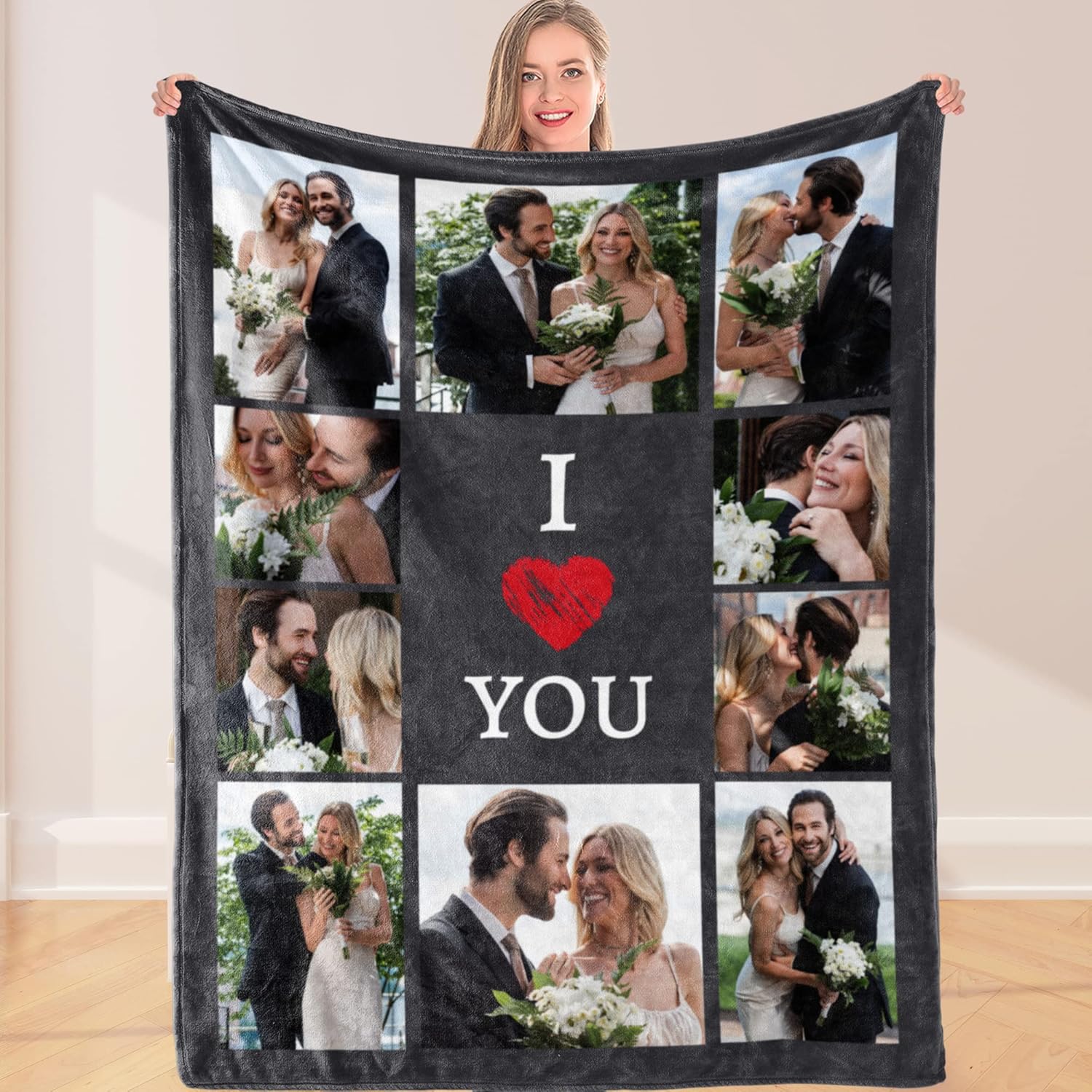 DIYKST Personalized Blanket with Photo Text Custom Blanket