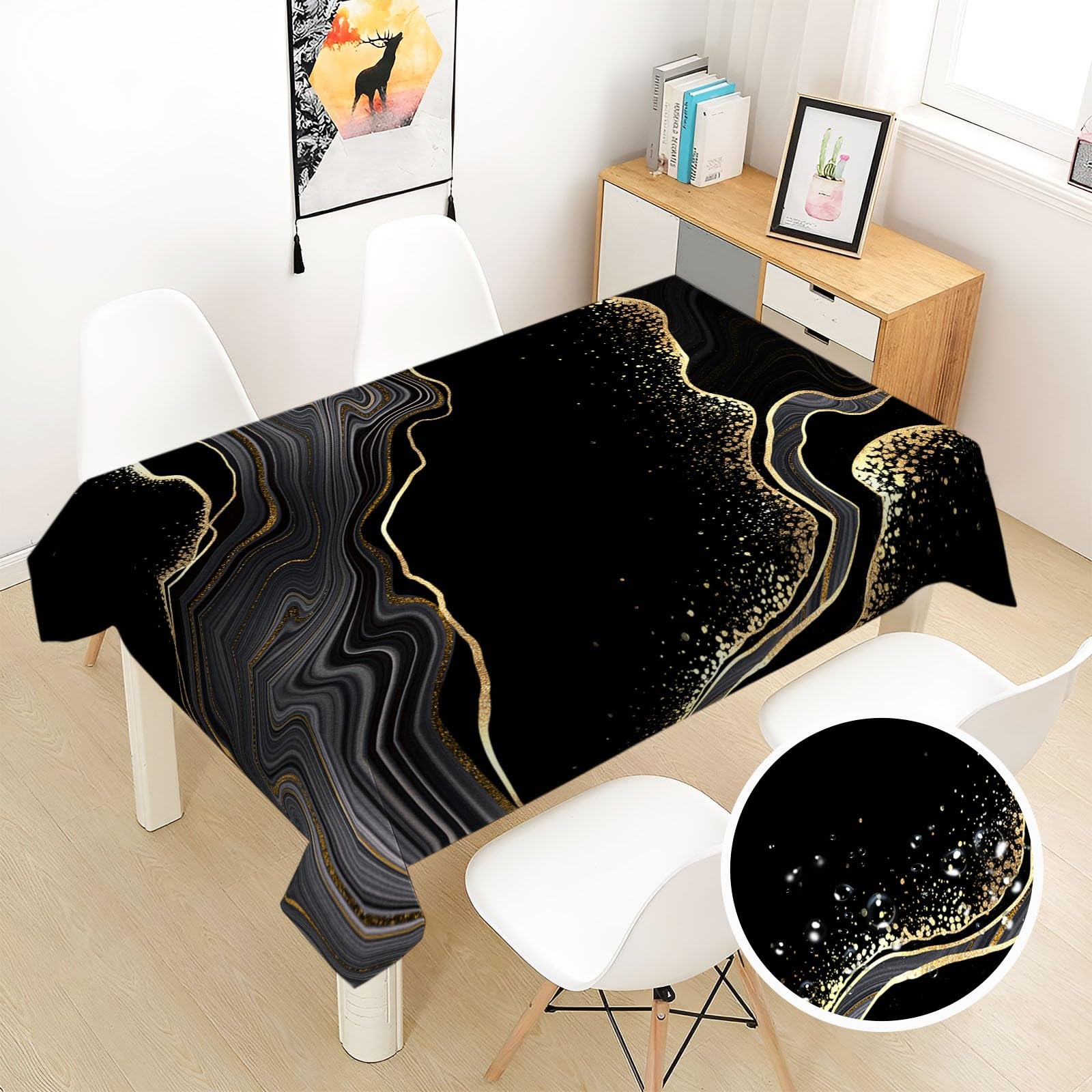 Obrus 150 x 210 cm marmur geometryczny zmywalny obrus wodoodporny bez zmarszczek obrus na stół kuchenny pyłoszczelny dekoracja stołu ogrodowego 2 szt