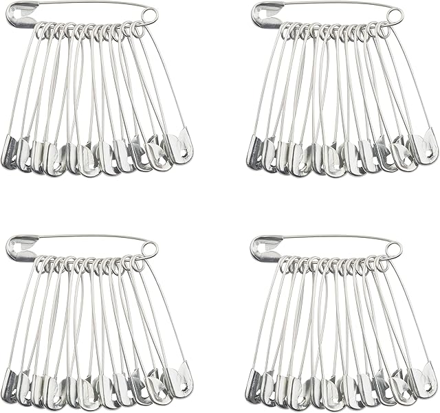 45mm Safety Pins, Pack of 48, Nickel Plated, Clothes Arts Crafts Sewing Hemming Textile Fabric Baby Clothing
