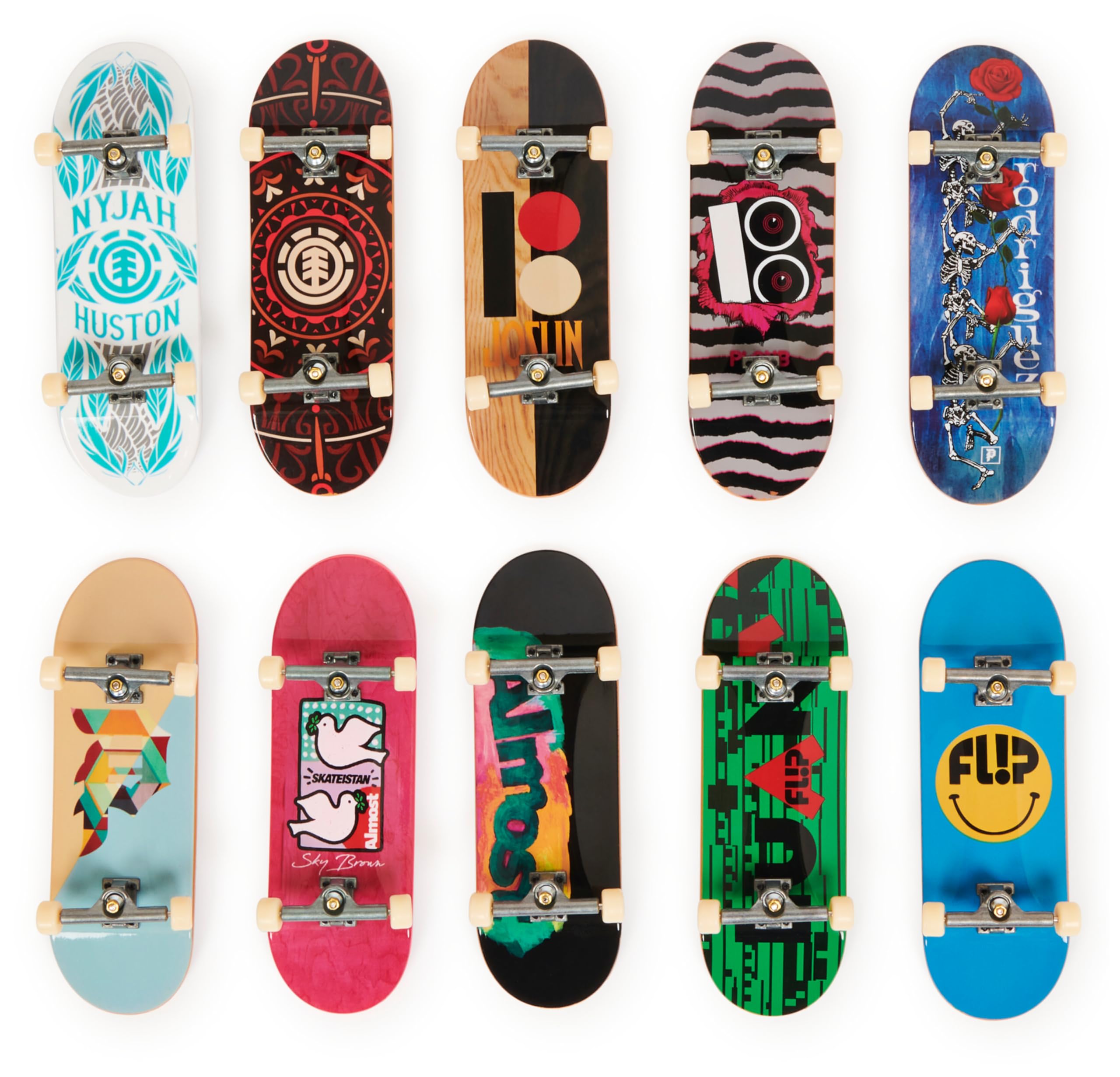 TECH DECK - FINGER SKATE - PACK 10 TABLAS - Auténticos Mini Skates para Dedos 96 mm para Fingerboarding DLX Pro Coleccionables - 6061099 - Juguetes Niños 6 años+
