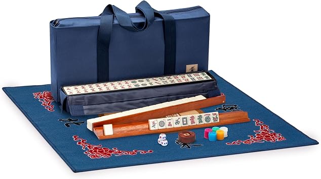Yellow Mountain Imports Mahjong Bundle - American Mahjong Set Sapphire with Blue 31" Table Cover