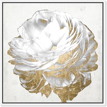 The Oliver Gal Artist Co. Floral and Botanical Framed Wall Art Canvas Prints Gold and Light Floral White Florals