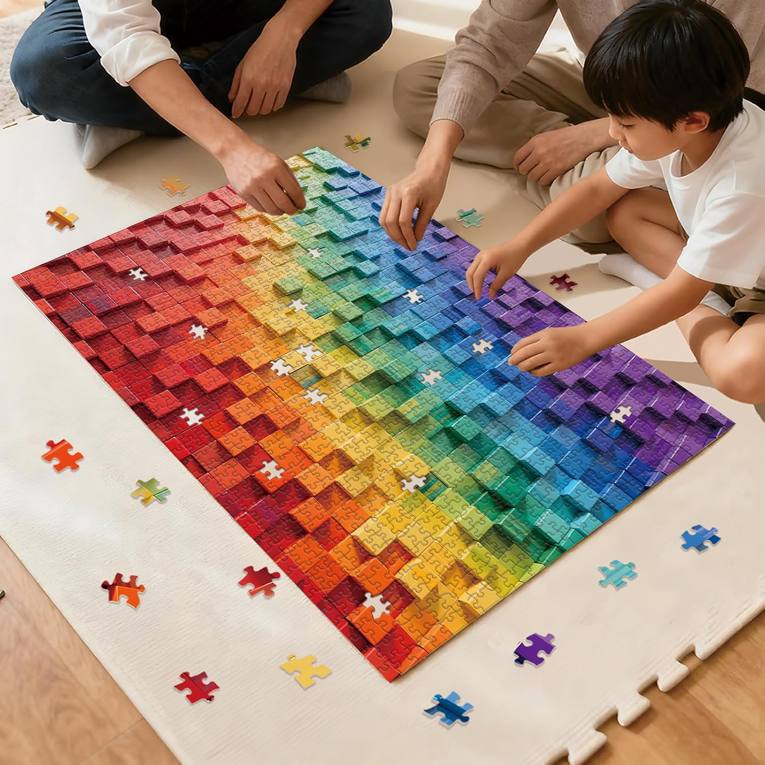 Puzzle for Adults 1000 Pieces, Colorful Blocks Puzzle, Challening Impossible Difficult Hard Fun 1000 Pieces Jigsaw Puzzles for Adults