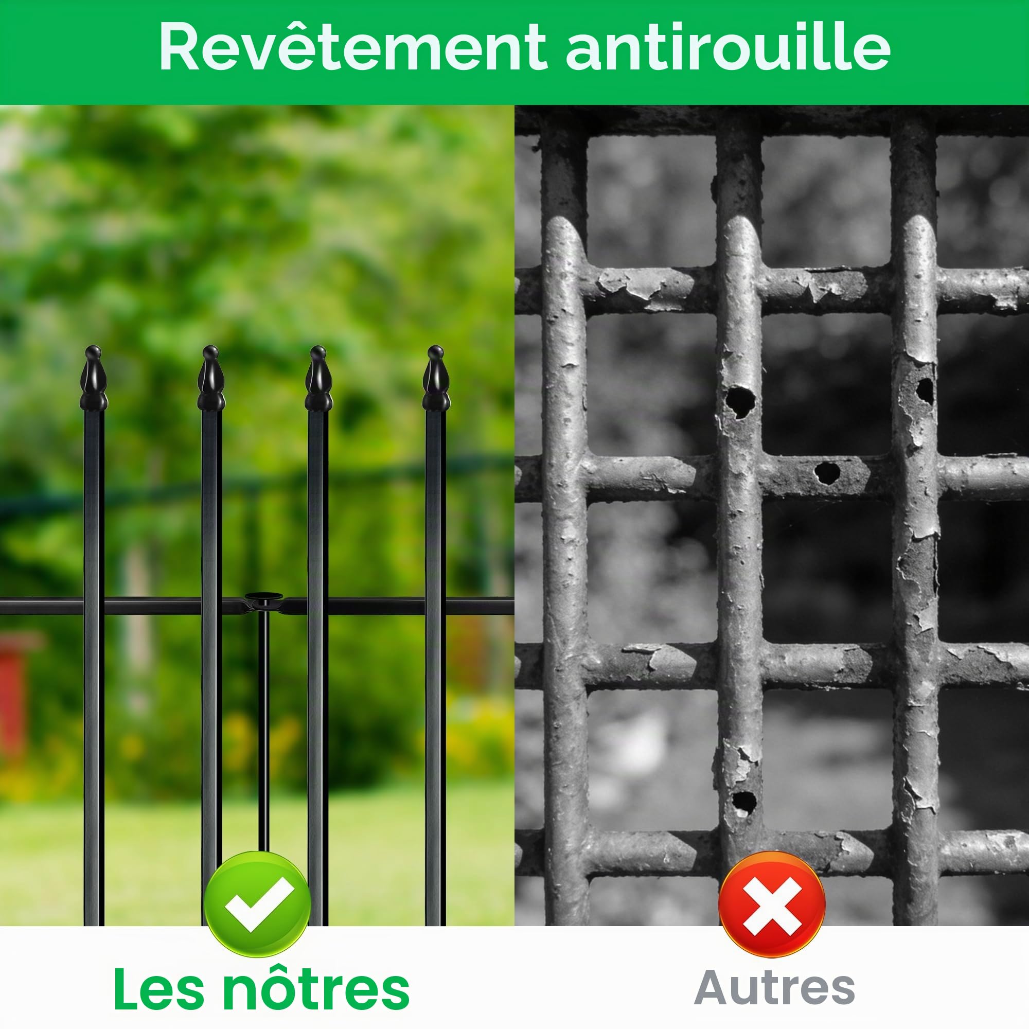 Thealyn Clôture de jardin décorative en métal - 106 x 76 cm - 5 panneaux
