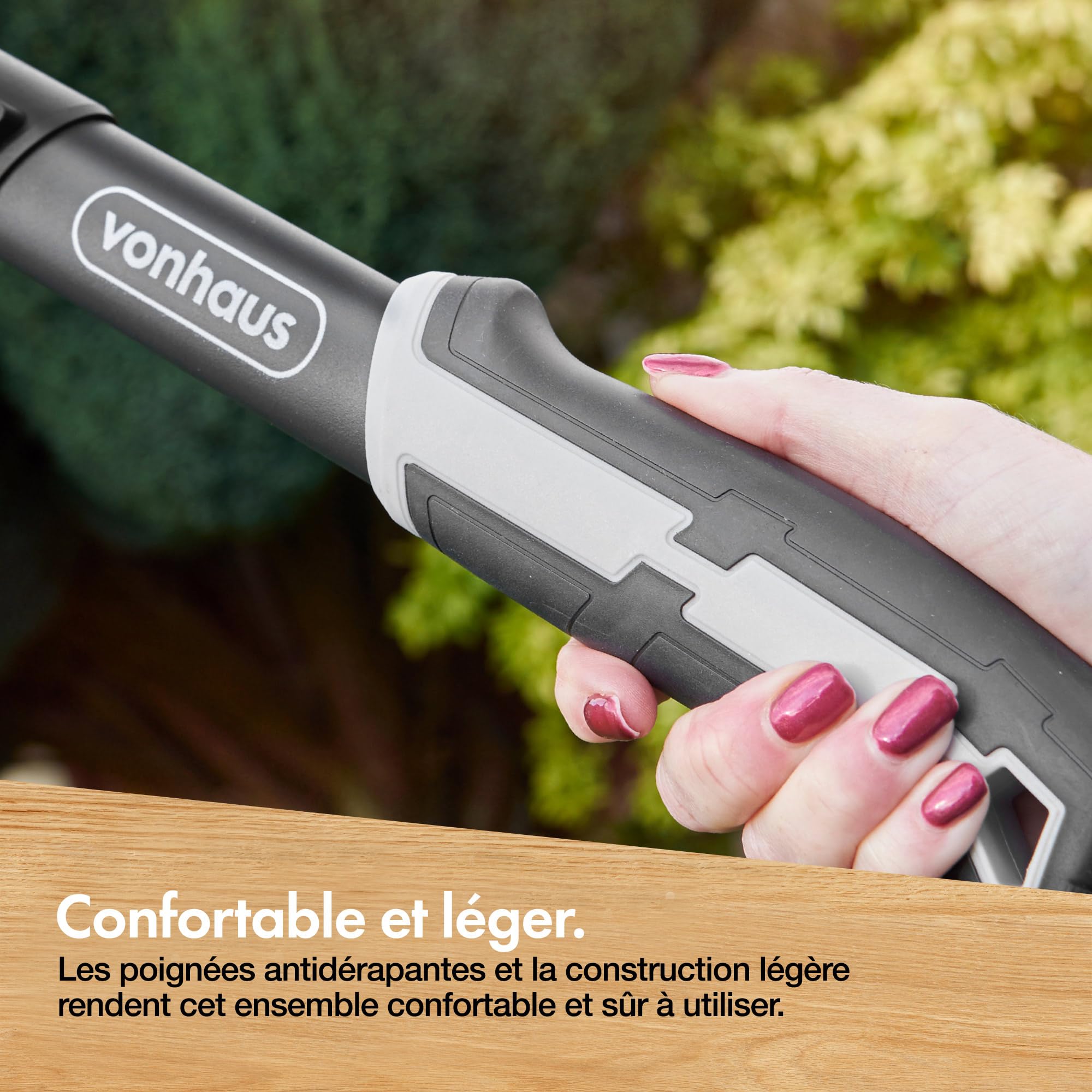 VonHaus Lot de 3 Cisailles de Jardin – Coupe-Branches, Taille-Haie, Sécateur – Poignées Télescopiques Extensibles – Prise Douce – Outils Légers