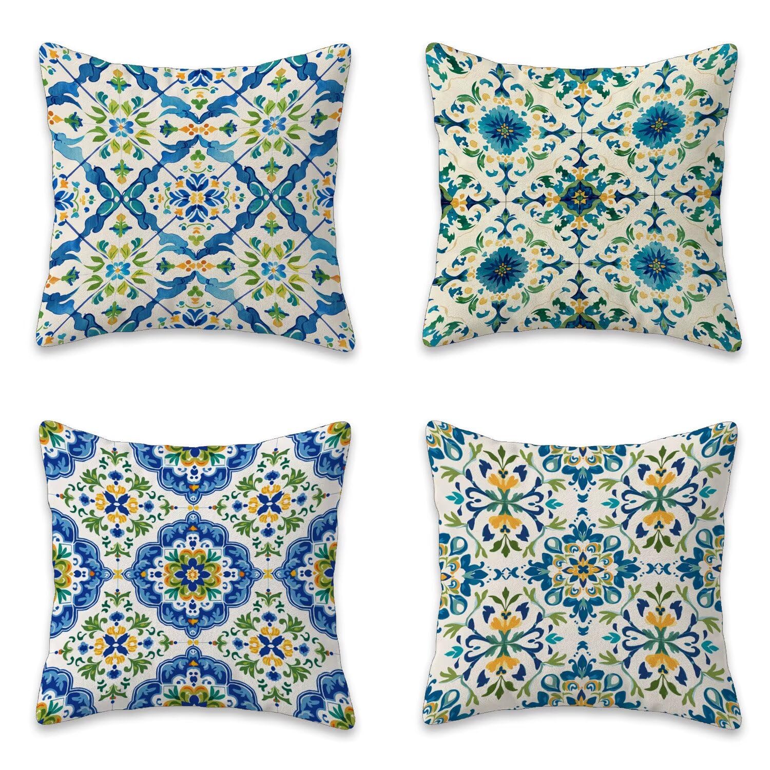 Federe Cuscini Divano 65x65 cm in Peluche Corto Boho, 4 Pezzi Copricuscino Divano con Cerniera Invisibile, Cuscini da Esterno Decorativi per Casa Giardino Soggiorno Camera da Letto Blu L-G670