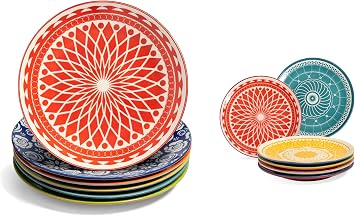 Annovero Dinner & Dessert Plates | Kitchen Dishes | Microwave Oven Safe | Colorful Porcelain Dinnerware